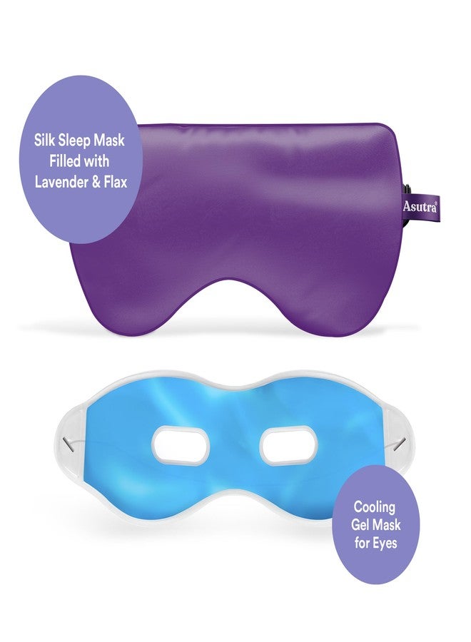 ASUTRA Silk Eye Pillow for Sleep, Purple - Filled w/Lavender Buds & Flax Seeds, Weighted Eye Mask, Meditation & Light Blocking Blindfold, Cooling Gel Mask Included - Image 2